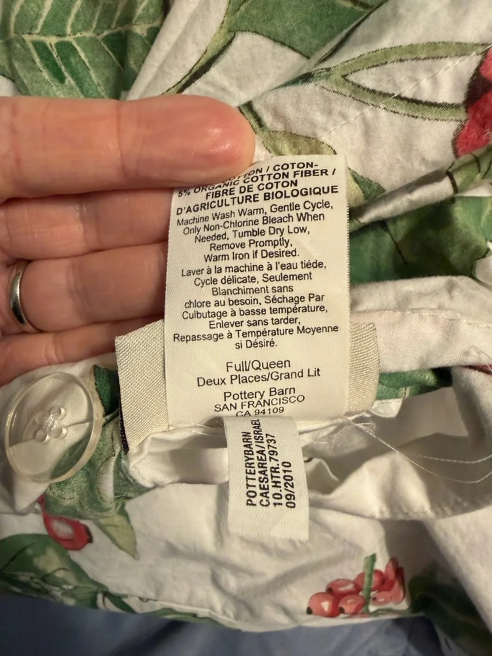 Pottery barn Holly botanical and poinsettia shams and duvet cover